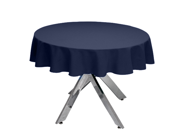 Premium Plain Navy Blue Round Tablecloth