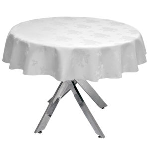 Damask Rose White Round Tablecloth