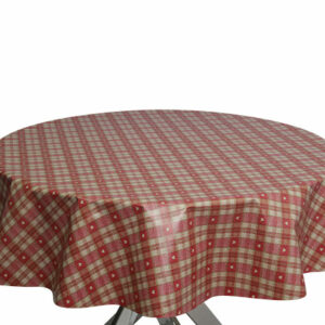 Red Tartan Gingham Round PVC Tablecloth