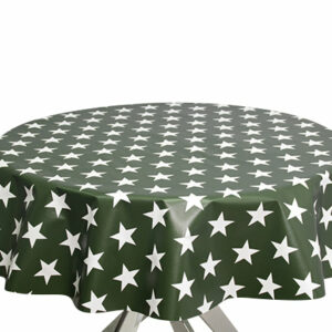 Green Stars Round PVC Tablecloth