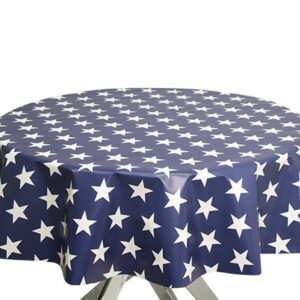 Navy Blue Stars Round PVC Tablecloth