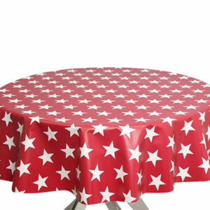 Red Stars Round PVC Tablecloth