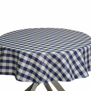 Navy Blue PVC Gingham Round Tablecloth