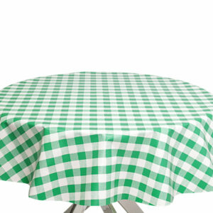 Green PVC Gingham Round Tablecloth