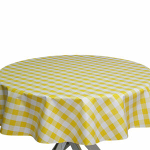 Yellow PVC Gingham Round Tablecloth