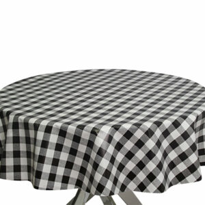 Black PVC Gingham Round Tablecloth