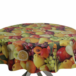 Mixed Fruits Round PVC Tablecloth