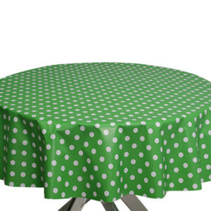 Apple Green Polka Dot Round PVC Tablecloth