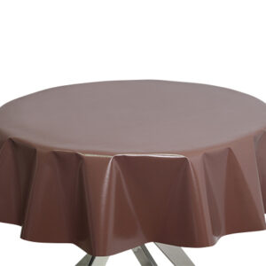 Brown Round PVC Plain Tablecloth
