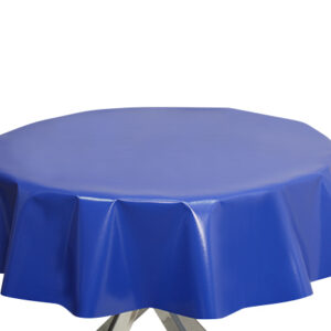 Blue Round PVC Plain Tablecloth