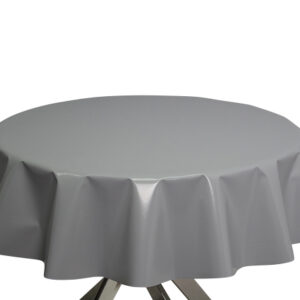 Grey Round PVC Plain Tablecloth