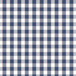 Round PVC Tablecloth in Gingham Navy Blue