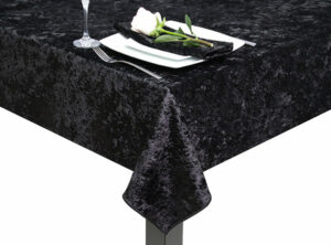 Black Crushed Velvet Square Tablecloth