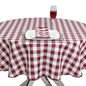 Burgundy Gingham Round Tablecloth