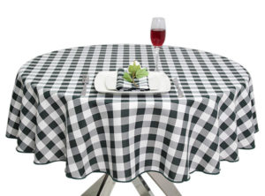 Forest Green Gingham Round Tablecloth