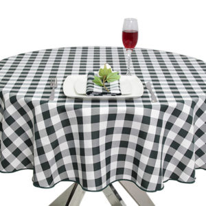 Forest Green Gingham Round Tablecloth