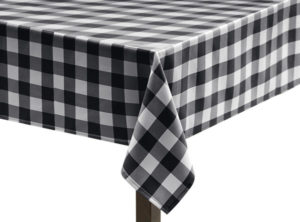 Black Gingham Large Square Tablecloth