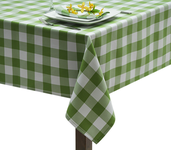 Lime Green Gingham Large Square Tablecloth