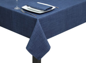 Blue Hessian Linen Square Tablecloth