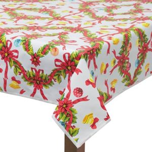 Square PVC Tablecloth Christmas Wreath