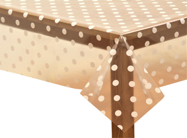 Clear White Dots Round PVC Tablecloth