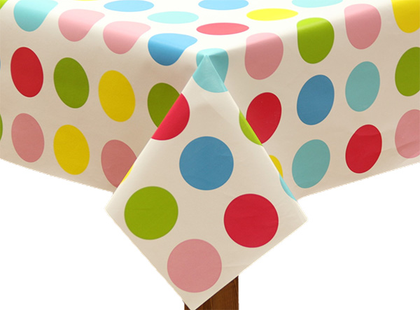 PVC Large Mixed Polka Dot Tablecloth