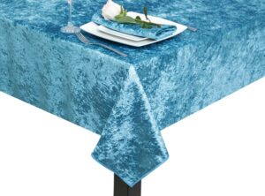 Peacock Crushed Velvet Square Tablecloth