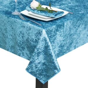 Peacock Crushed Velvet Square Tablecloth