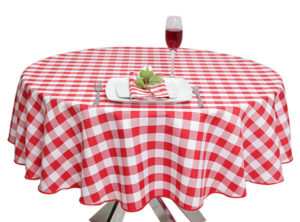 Gingham Round Tablecloth Red