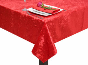 Red Crushed Velvet Square Tablecloth