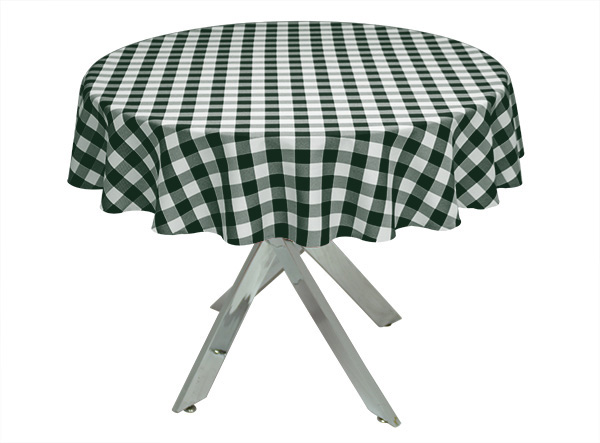 Gingham Round Tablecloth Forest Green, Round Table Clothes