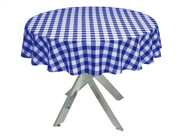 Gingham Round Tablecloth Royal Blue, Blue And White Gingham Tablecloth Round