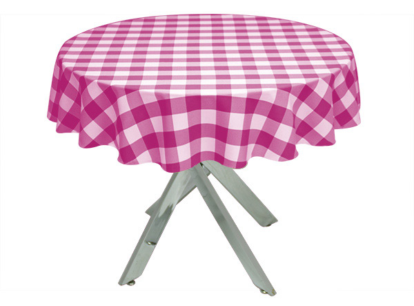 Pink Gingham Large Tablecloth, Pink Round Tablecloth