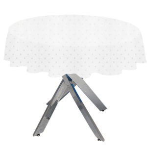 Round Polka Dot White Tablecloth