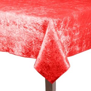 Red Crushed Velvet Square Tablecloth