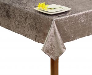 Silver Crushed Velvet Square Tablecloth