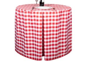 Fitted Round Gingham Red Tablecloth
