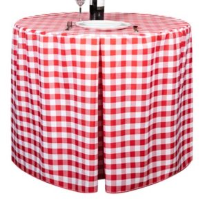 Fitted Round Gingham Red Tablecloth