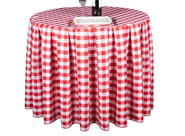 Pleated Round Gingham Red