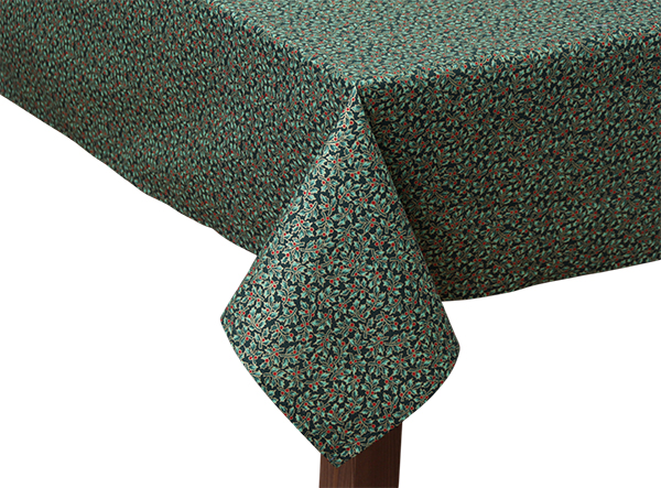 Bottle Green Holly Berries round tablecloth