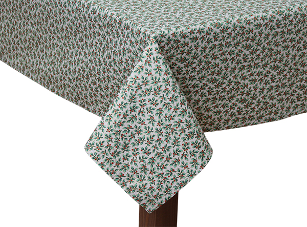 Ivory Holly Berries round tablecloth