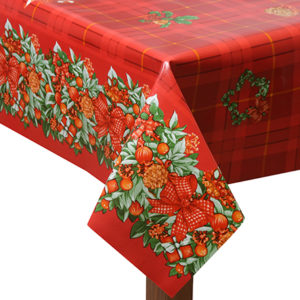 Christmas Wreath Red Round PVC Tablecloth