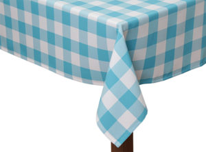 Turquoise gingham large square tablecloth