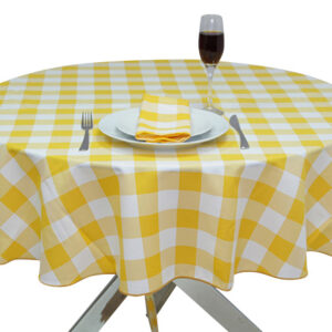 Gingham Mustard Round Tablecloth