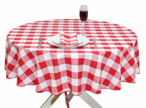 Gingham Round Tablecloth Red