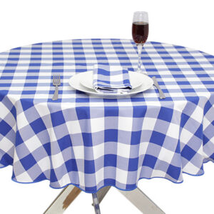 Gingham Large Royal Blue Round Tablecloth