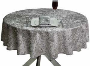Round Supper Velvet Silver Grey Tablecloth