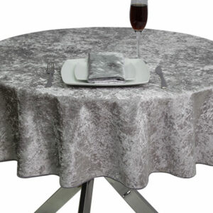 Round Supper Velvet Silver Grey Tablecloth