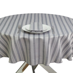 Grey Stripe Standard Round Tablecloth