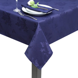 Navy Blue Damask Rose Square Tablecloth